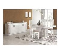 EROS - Ensemble Séjour Table Repas + Buffet 4 Portes Eclairage Led intégré