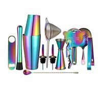 Ensemble shaker à cocktail - Kit d'accessoires de bar 13 pièces avec shaker Boston lesté, passoire, doseur, pilon, cuillère à mélanger et plus encore - Outils de barman, accessoires pour barman,