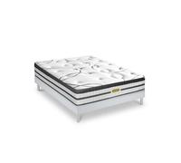 Ensemble sommier Bois Blanc et Matelas Concorde Ressorts ensachés Accueil mémoire 26cm 140x200cm