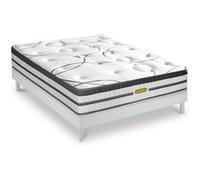 Ensemble sommier Bois Blanc et Matelas Concorde Ressorts ensachés Accueil mémoire 26cm 180x200cm G