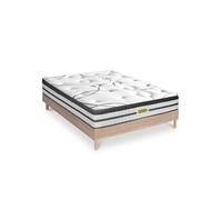 Ensemble sommier bois et Matelas Concorde Ressorts ensachés Accueil Mémoire - 26cm - 140x200cm
