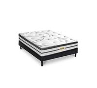 Ensemble sommier Bois Noir et Matelas Concorde Ressorts ensachés Accueil mémoire 26cm 180x200cm