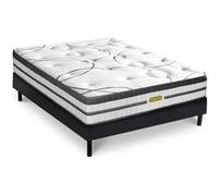 Ensemble sommier Bois Noir et Matelas Concorde Ressorts ensachés Accueil mémoire 26cm 180x200cm G
