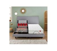 Sommier Electrique 2 x 80 x 200 Escapade Relax 1620D + Tête de lit gris clair