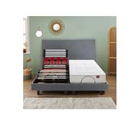 Sommier 2 x 90 x 200 Escapade Relax 1820D + Tête de lit gris fonce