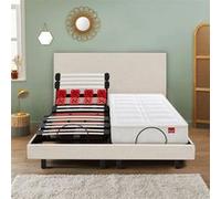 Sommier 2 x 90 x 200 Escapade Relax 1820D + Tête de lit lin