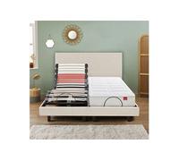 Sommier Electrique 2 x 80 x 200 Horizon Relax 1620D + Tête de lit lin