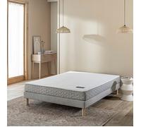 Ensemble sommier et matelas 140x190 cm latex & mousse ferme Terre de Nuit Aisance 2.0 Gris clair