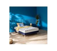 Ensemble sommier et matelas 140x190 cm ressorts et mémoire de forme ferme Sweety Bleu chiné