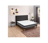 Ensemble sommier et matelas 160x200 cm mousse ferme Essential Gris