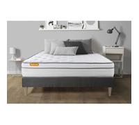 Ensemble sommier matelas 140x190 Memo luxe Ressorts ensachés et mémoire de forme - 26 cm - Equilibré - Septnuits