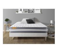 Ensemble sommier matelas 140x190 Memo plus Mémoire de forme - Ferme - Blanc