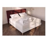Pack matelas a memoire de forme maxi epaisseur Balmoral 160x200cm sommier KIT blanc + 2 oreillers + 1 couette 260x240cm