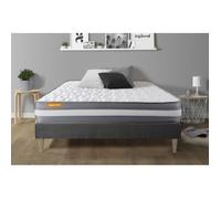 Ensemble sommier matelas 180x200 Memo Plus Mémoire de forme - Ferme - Gris
