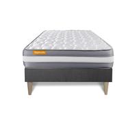 Ensemble sommier matelas 90x190 Memo Plus Mémoire de forme - Ferme - Gris