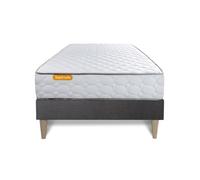 Ensemble sommier matelas 90x200 Memo Mémoire de forme - 20 cm - Très ferme - sommier kit gris