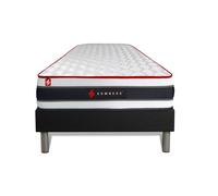 Ensemble sommier + matelas - ENERGY - 90x190 cm - Mémoire de forme - Ressorts ensachés - Noir