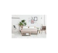 Ensemble sommier matelas LE DOUX 200x200cm Mémoire de forme 3 zones de confort - Ep. 24cm + double sommiers Beige