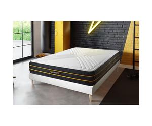 Ensemble sommier + matelas Ressort - ULTRA - micro ressorts ensachés et mémoire de forme - 140x200 - Blanc