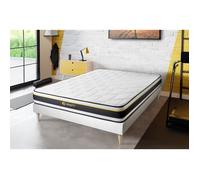 Ensemble sommier + matelas SOFT 160x200 - Blanc - Très ferme - Mousse polyuréthane