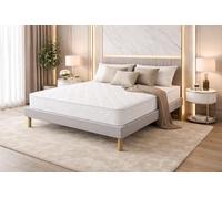Ensemble Sommier Tapissier et Matelas 140x190 cm - Couleur : Gris - Sommier Déhoussable avec Pieds 20 cm et Lattes Multiplis - Matelas Mousse Polyuréthane 2 Faces Certifié CertiPUR & OEKO - TEX