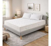 Ensemble Sommier Tapissier et Matelas 140x190 cm - Couleur : Gris - Sommier Déhoussable avec Pieds 20 cm et Lattes Multiplis - Matelas 2 Faces de Couchage Soutien Ferme Certifié CertiPUR & OEKO - TEX