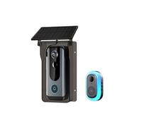 Ensemble sonnette vidéo intelligente + cache-sonnette noir résistant à la pluie,Aiorber,recharge solaire,étanchéité IP65,détection de