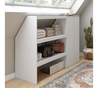 IDMarket - Ensemble étagère 2 Niveaux + Armoire 2 Portes sous Pente TOMI Blanc