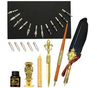 Ensemble stylo et encre | Kit de stylo à plume vintage | Dip, cire à cacheter, cachet, outil d'enveloppe, meilleur kit cadeau pour écrire, dessiner, signatures