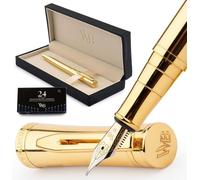 Ensemble stylo plume doré avec plume de taille M, comprenant un convertisseur d'encre et 24 cartouches d'encre