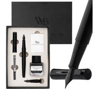 Ensemble stylo Vulpens en métal noir, avec plume de taille moyenne et plume extra-fine, accessoires d'encre et coffret cadeau
