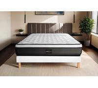Ensemble Suite 140 x 190 cm sommier Kit Blanc - 26cm - Ressorts ensachs et mmoire de forme - Enveloppant - Sommier kit Blanc