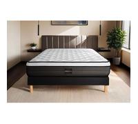 Ensemble Suite 140x190 Ressorts ensaches, memoire de forme 5 zones sommier noir