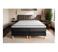 Ensemble Suite 160x200 Ressorts ensaches, memoire de forme 5 zones double sommier noir