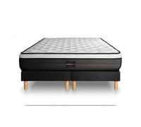 Ensemble Suite 160x200 Ressorts ensaches, memoire de forme 5 zones double sommier noir