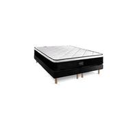 Ensemble Suite 180x200 Ressorts ensaches, memoire de forme 5 zones double sommier noir