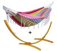 Ensemble support bois avec hamac à franges confort