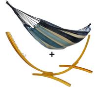 Ensemble support bois avec hamac simple marine