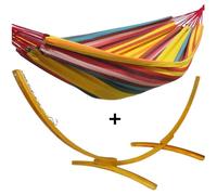 Ensemble support bois avec hamac simple relaxant