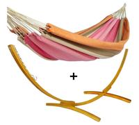 Ensemble support bois avec hamac simple résistant