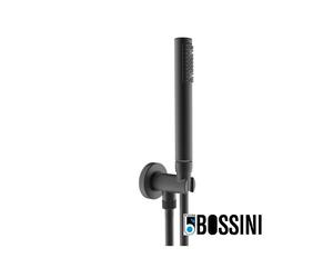 Ensemble support fixe avec prise d'eau, douchette et flexible noir mat BLACK & WHITE - BOSSINI C12002C073