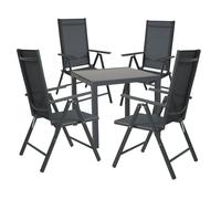 Ensemble SVITA : table de jardin, 4 chaises à dossier haut pliables, chaises de camping en métal, couleur anthracite