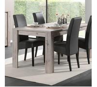 Ensemble table 160 cm décor chêne et 4 chaises en PU noir - FUMAY