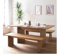 Ensemble table 180cm et 2 bancs style scandinave ALMA