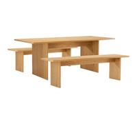 Ensemble table 180cm et 2 bancs style scandinave ALMA Marron