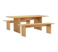 Ensemble table 180cm et 2 bancs style scandinave ALMA Marron