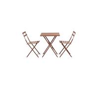 Ensemble table + 2 chaises de jardin en métal terracotta - BACA