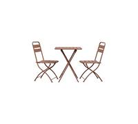 Ensemble table + 2 chaises de jardin pliable en métal terracotta - BACA