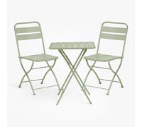 Ensemble Table (60x60 Cm) & 2 Chaises De Jardin Pliantes Janti Iceberg Blanc