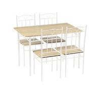 Ensemble table à manger 109x 69x 75 cm et 4 chaises - Hêtre clair et Blanc - Style Industriel, pour Cuisine, Salle à Manger, Salon